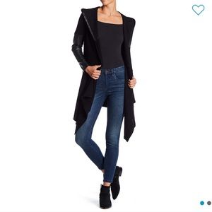 Faux Leather Trim Hooded Jacket
